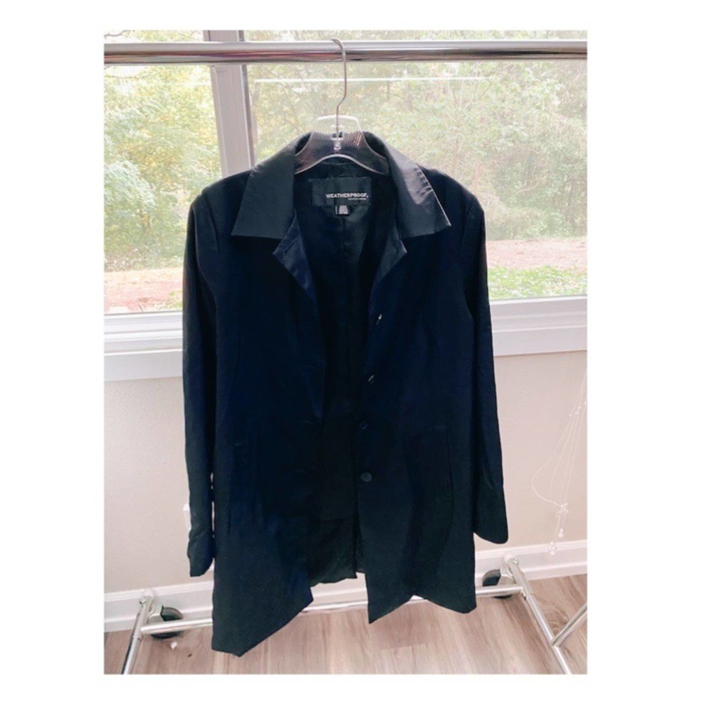 Weatherproof Button Front Rain Coat Black Fall Winter